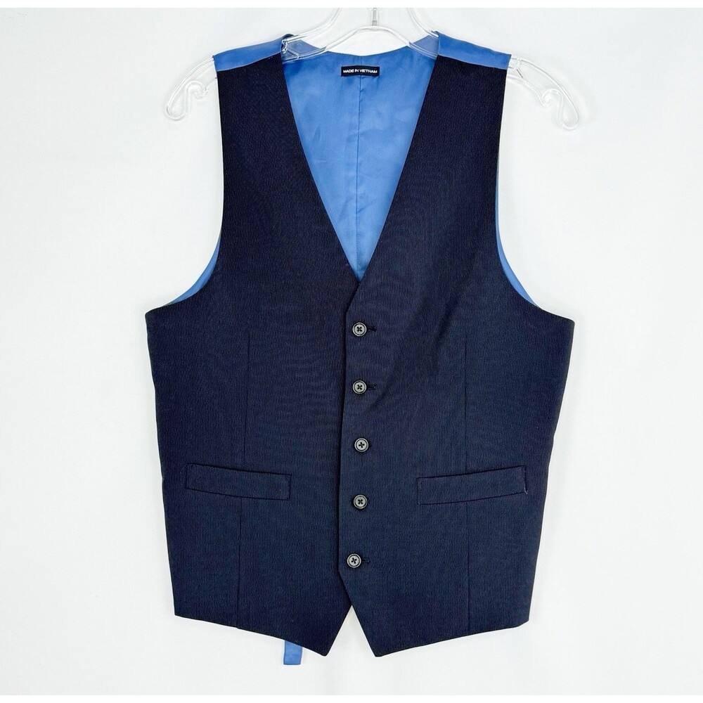 Náutica Men's Small Blue Suit Vest Lining Adjustable Back Formal Waistcoat